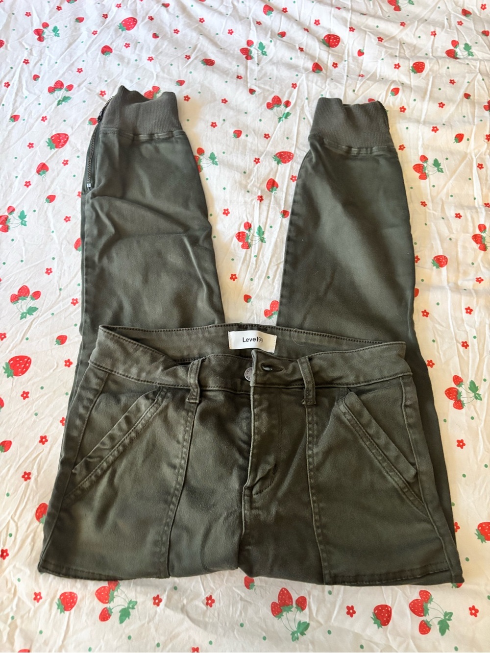 Level 99 Olive Green High-Rise Jeggings for Women